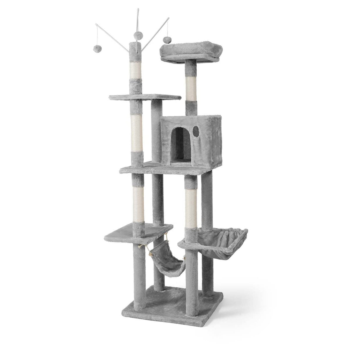 70-Inch Multi-Level Cat Tree with Hammock and Cat Cave I242889