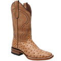 Genuine Leather Ostrich Print Square Toe Western Boots Y7686