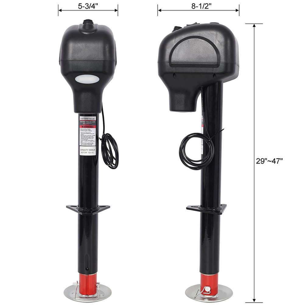 Electric Trailer Jack 3500 LBS 12V DC Power Tongue Jack with Adjustable Drop Leg F292316