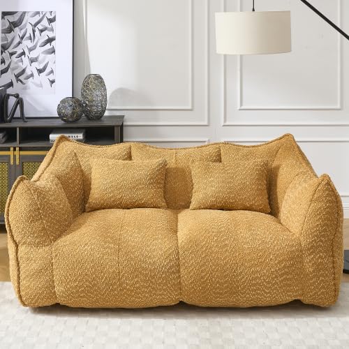 Yellow 2 Seat Foam Stuffed Beanbag Chair G9686