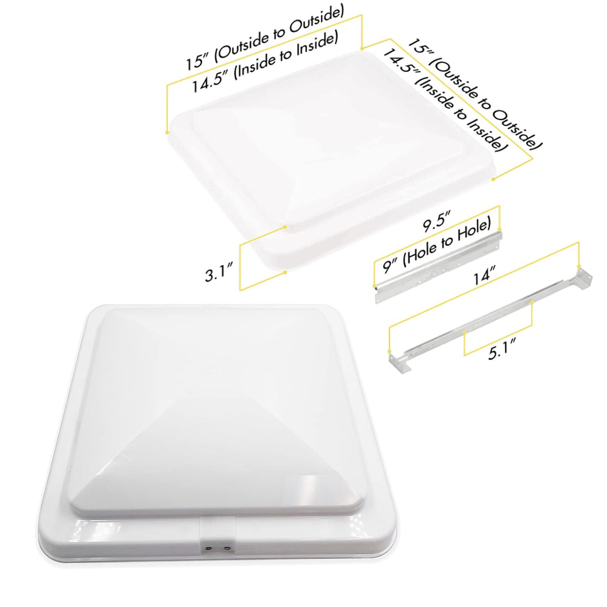 14" White Universal Roof Vent Cover Lid Replacement P121135
