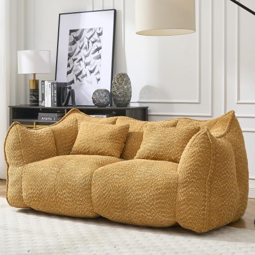 Yellow 2 Seat Foam Stuffed Beanbag Chair G9686