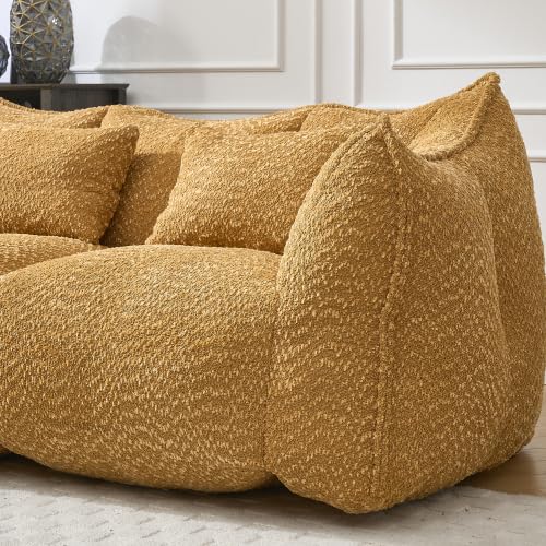 Yellow 2 Seat Foam Stuffed Beanbag Chair G9686