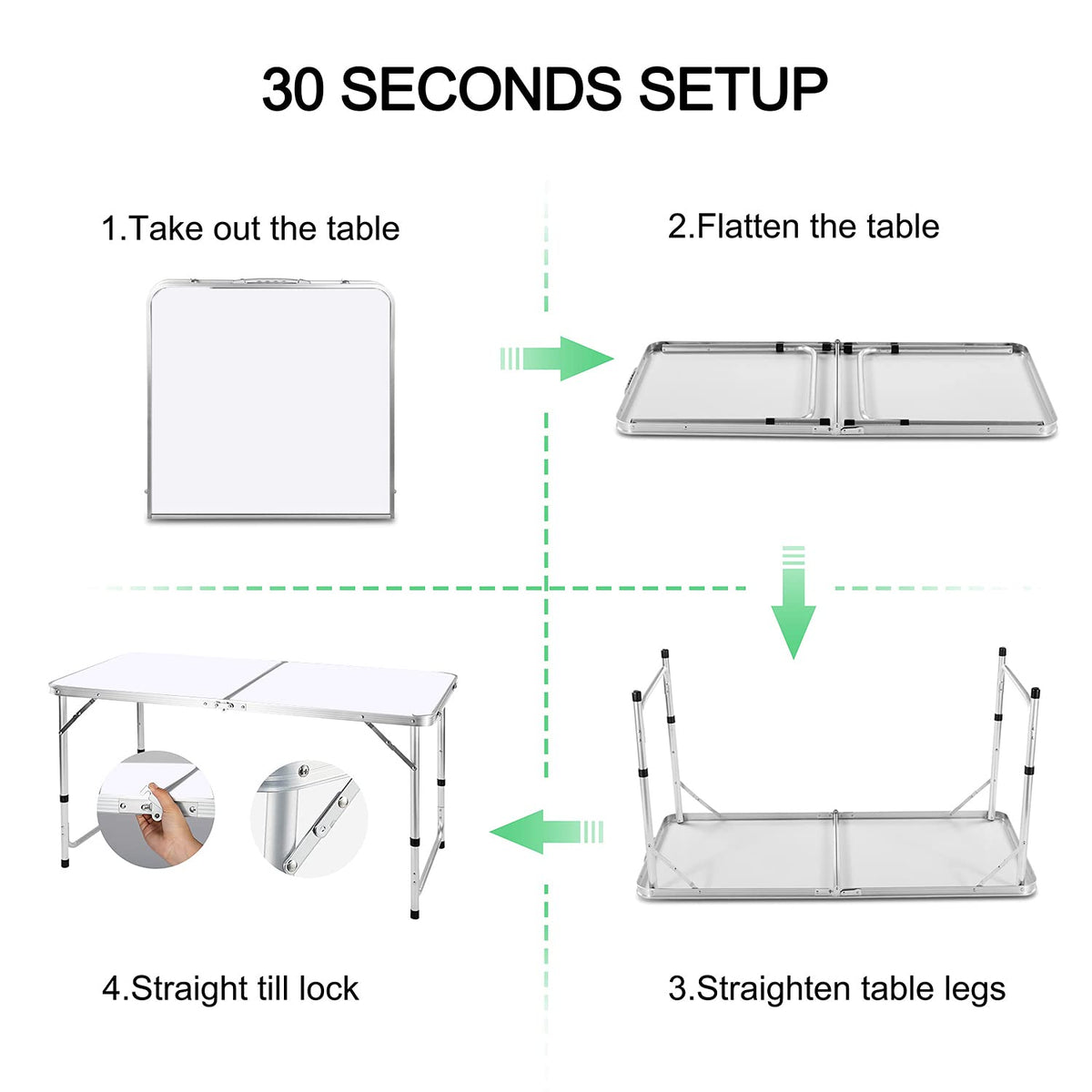 4 FT Aluminum Height Adjustable Folding Camping Table M109838