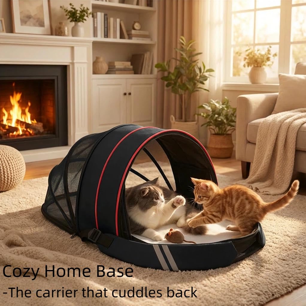 Expandable Dog Backpack Carrier with Breathable Front Opening-Black I214550