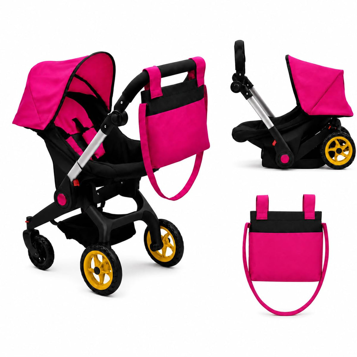 Pink Convertible 2 in 1 Doll Stroller and Car Seat D168420
