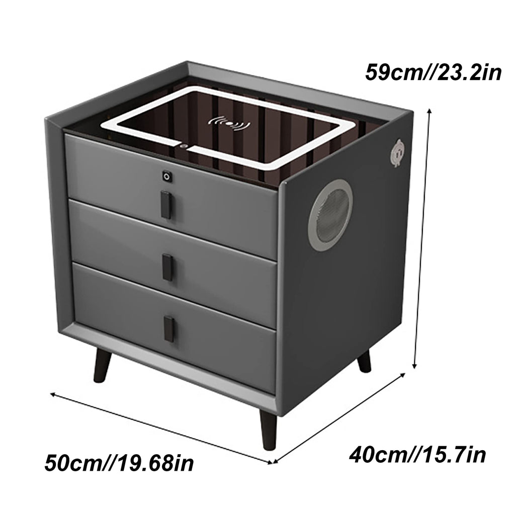 White 3 Drawer Smart Nightstand with Wireless Charging Y2503