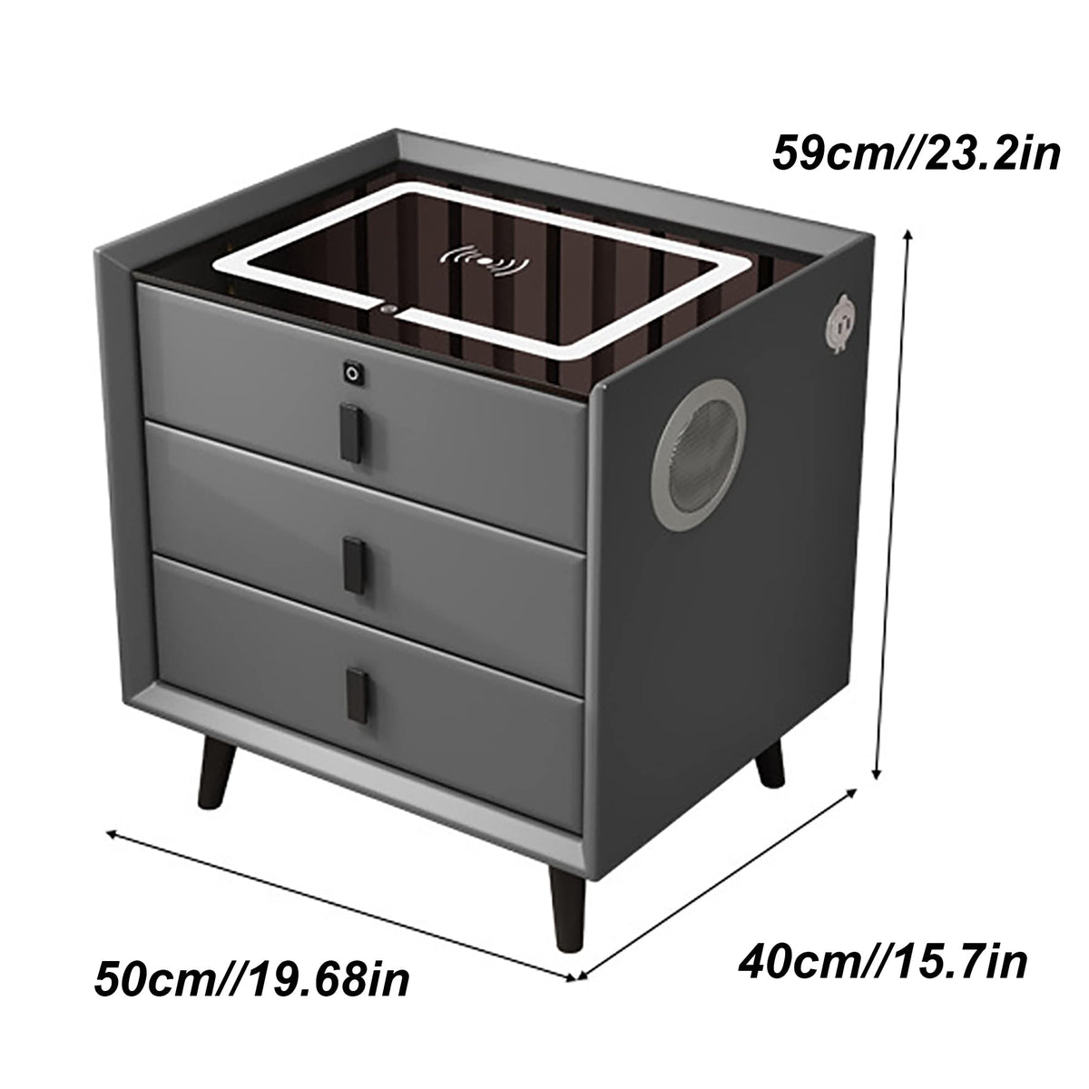 White 3 Drawer Smart Nightstand with Wireless Charging Y2503