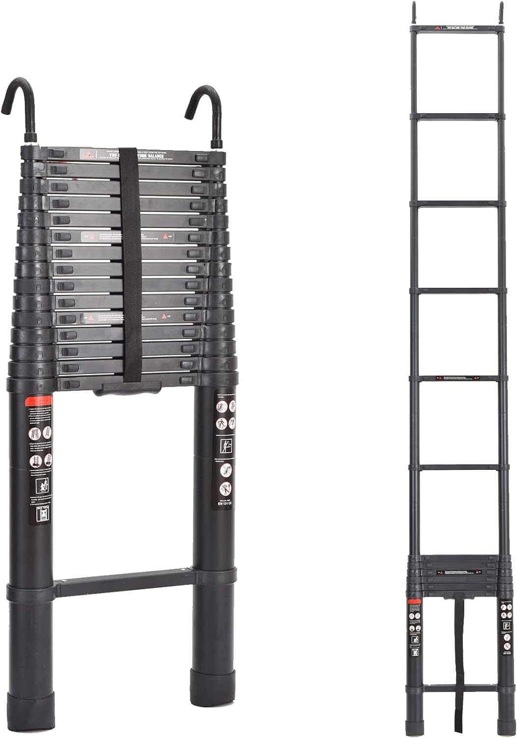 20.3ft Aluminum Telescoping Ladder with Roof Hooks I39661