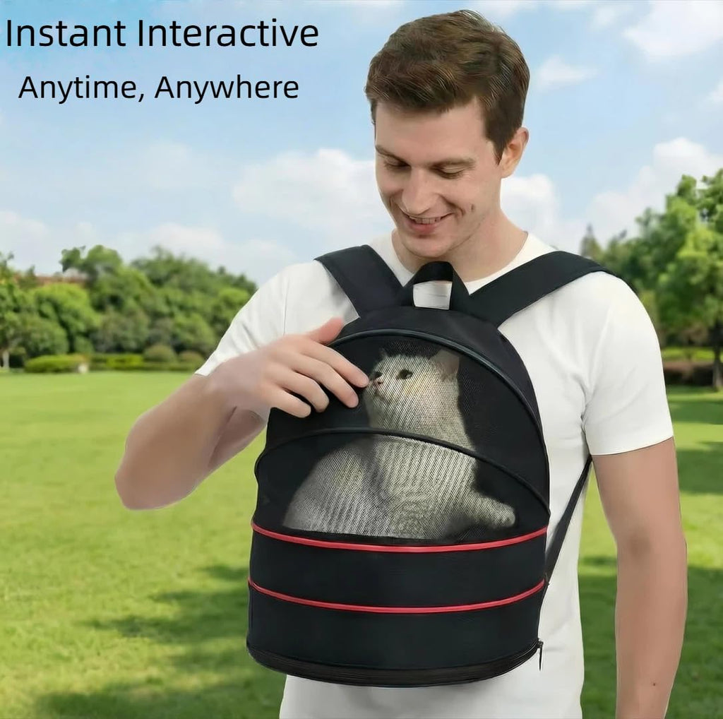 Expandable Dog Backpack Carrier with Breathable Front Opening-Black I214550