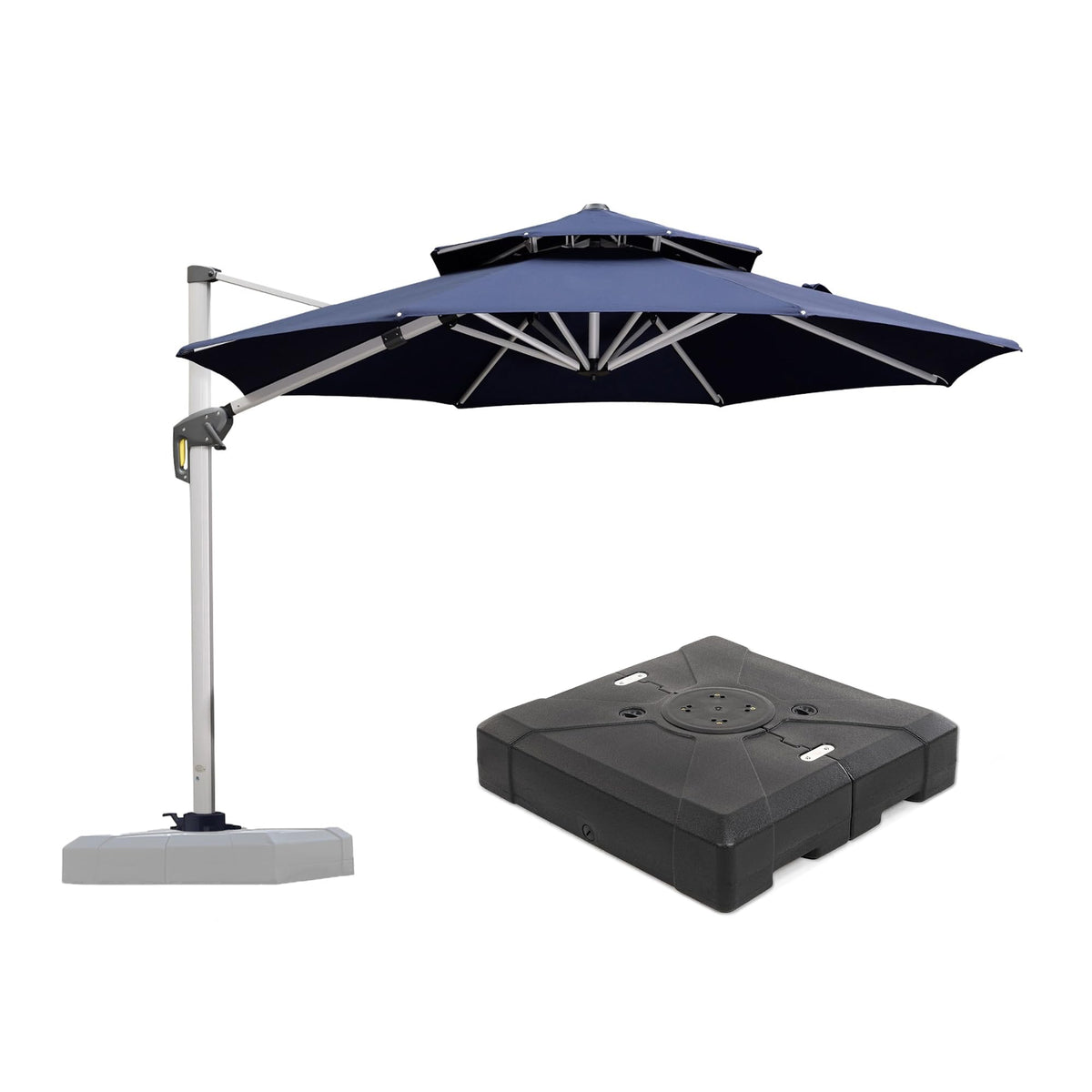 Navy Blue 10 FT Cantilever Patio Umbrella with Base D1256