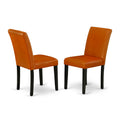 Baked Bean Faux Leather Upholstered Dining Chairs Set of 2 L390