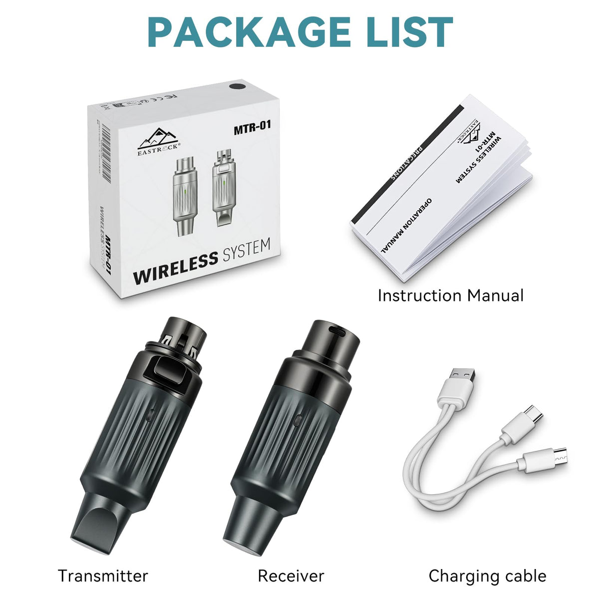 Wireless XLR Transmitter and Receiver for Microphones, 7-Channels 130ft Range, 2.4GHz Auto-Sync, Black Q180