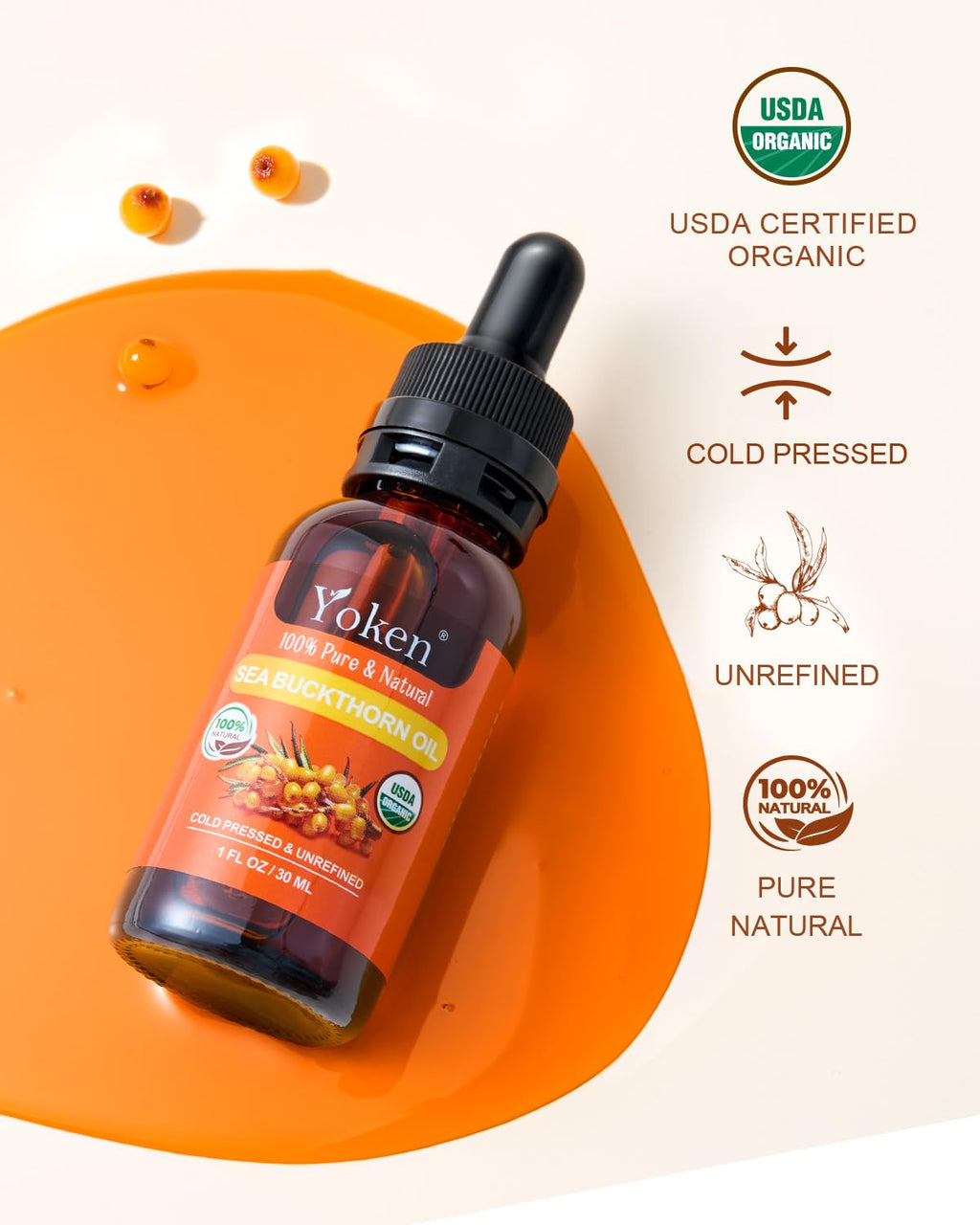 Cold Pressed Organic Sea Buckthorn Oil 1oz G24080