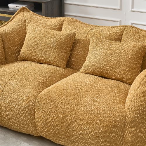 Yellow 2 Seat Foam Stuffed Beanbag Chair G9686