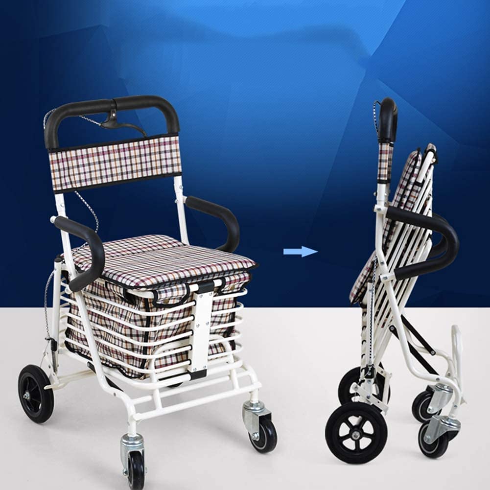 Folding Four Wheel Rollator Walker with Padded Seat Lockable Brakes I231833