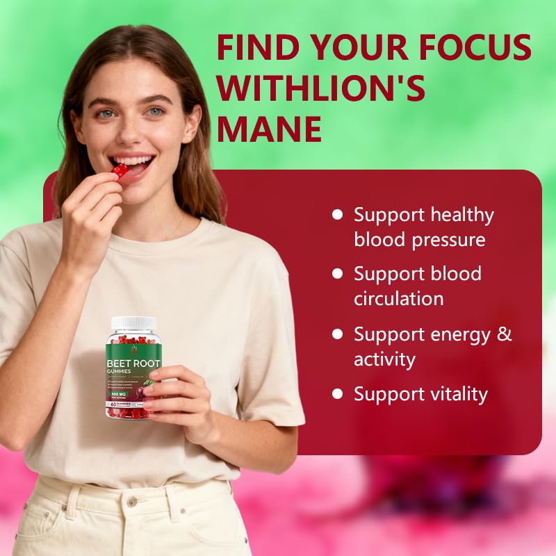 Beet Root Gummies 60 Chews Vegan Non-GMO Gluten Free Supplement N6301
