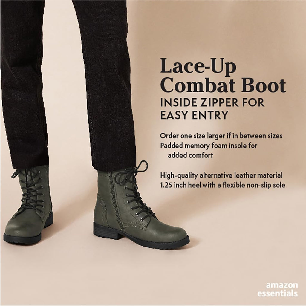 Lace-Up Ankle Boots with Side Zipper G340292
