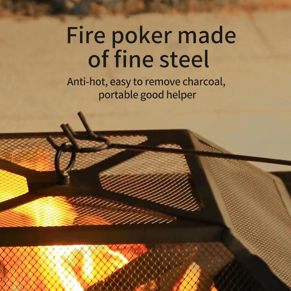 32 Inch Square Metal Wood Burning Fire Pit E202873