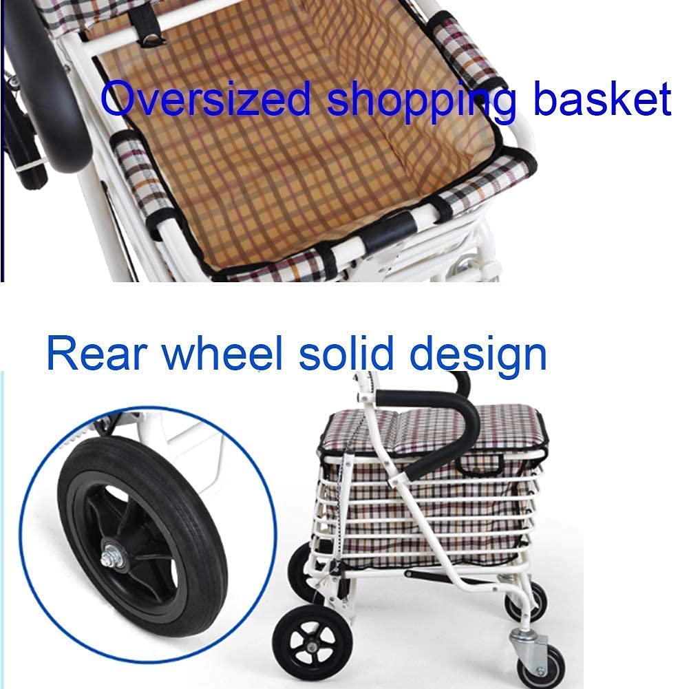 Folding Four Wheel Rollator Walker with Padded Seat Lockable Brakes I231833