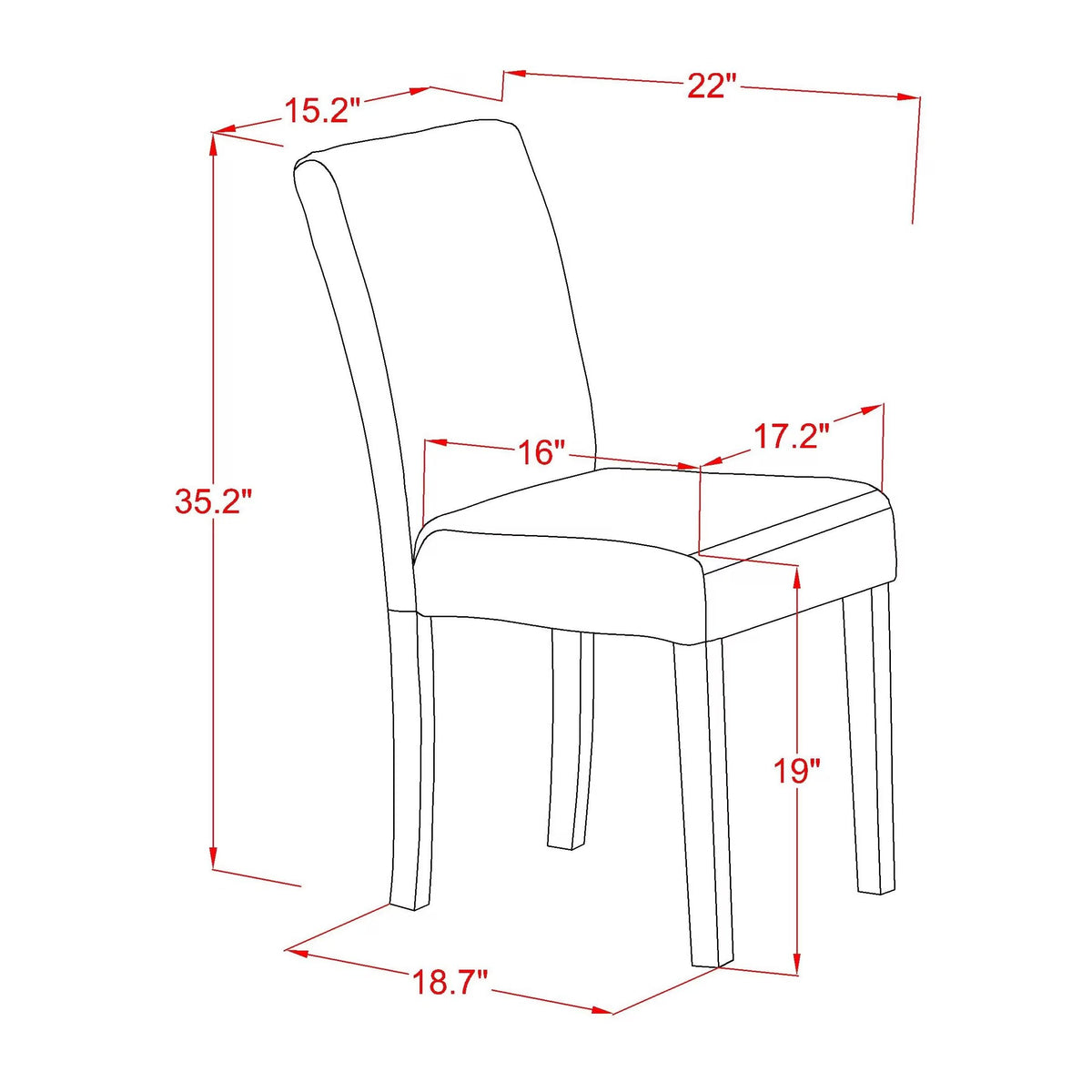 Baked Bean Faux Leather Upholstered Dining Chairs Set of 2 L390