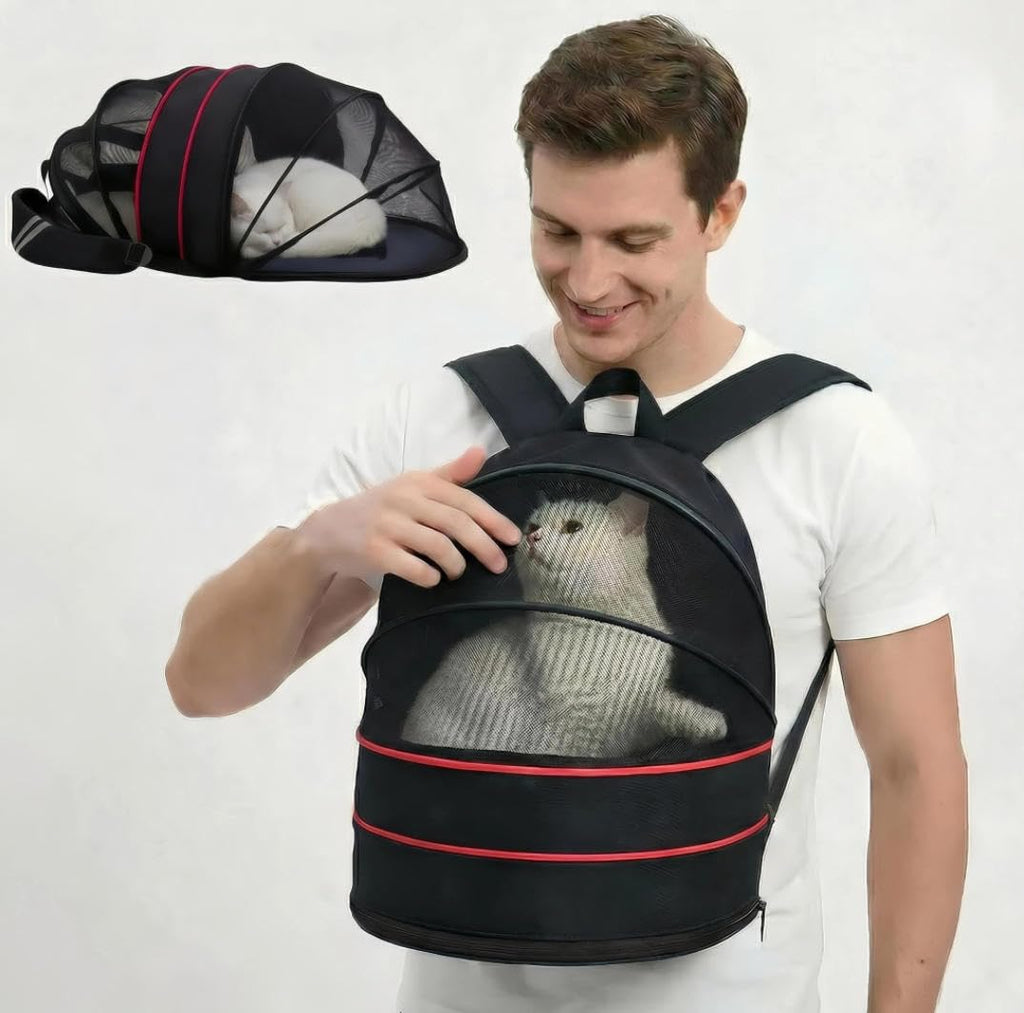 Expandable Dog Backpack Carrier with Breathable Front Opening-Black I214550