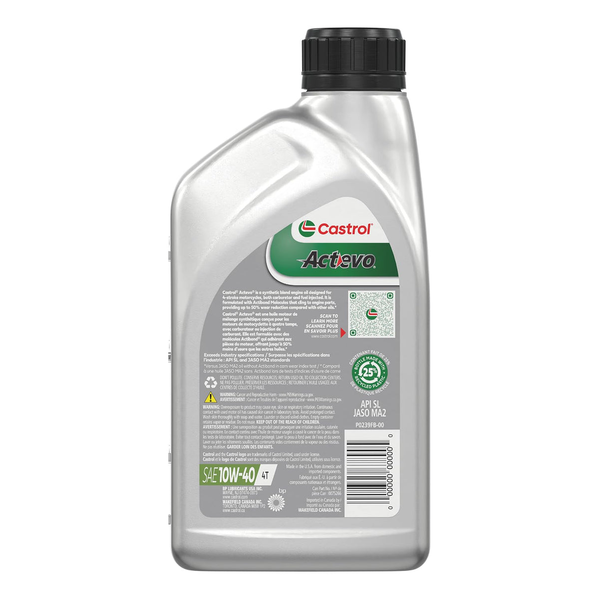 10W-40 Synthetic Blend Motorcycle Oil, 1 Quart, Pack of 6 A55514