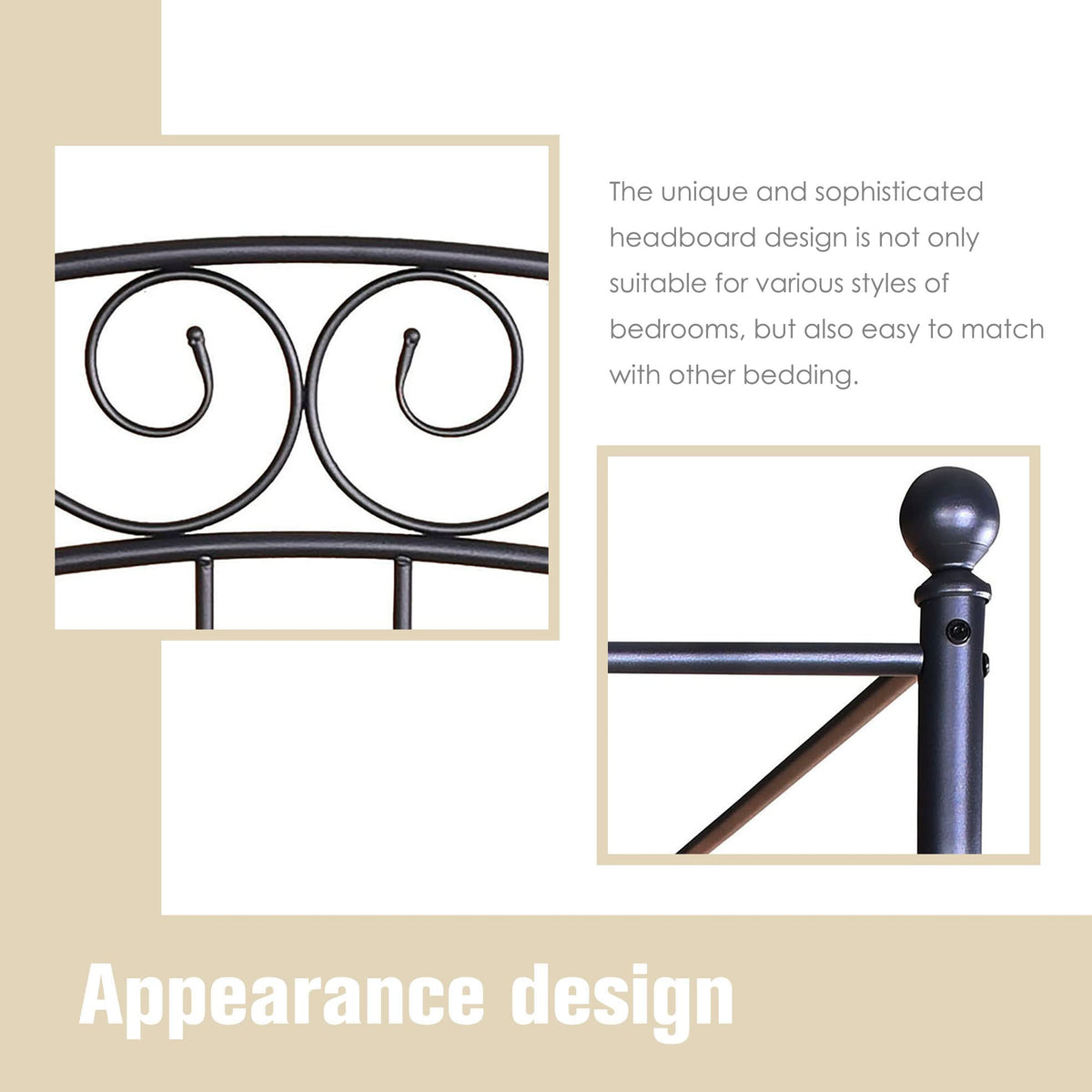 Black Four-Poster Metal Canopy Bed Frame C1681