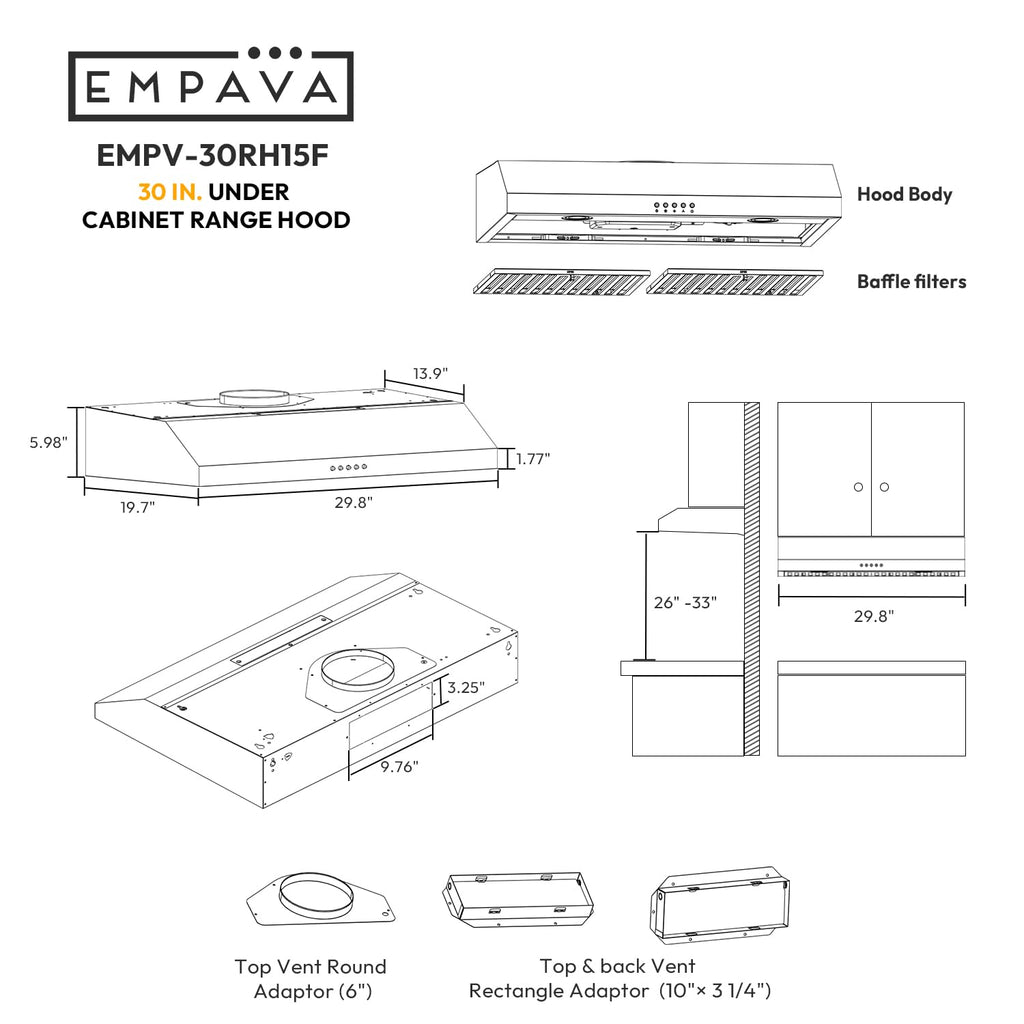 Ductless Under Cabinet Range Hood 30 Inch J797054
