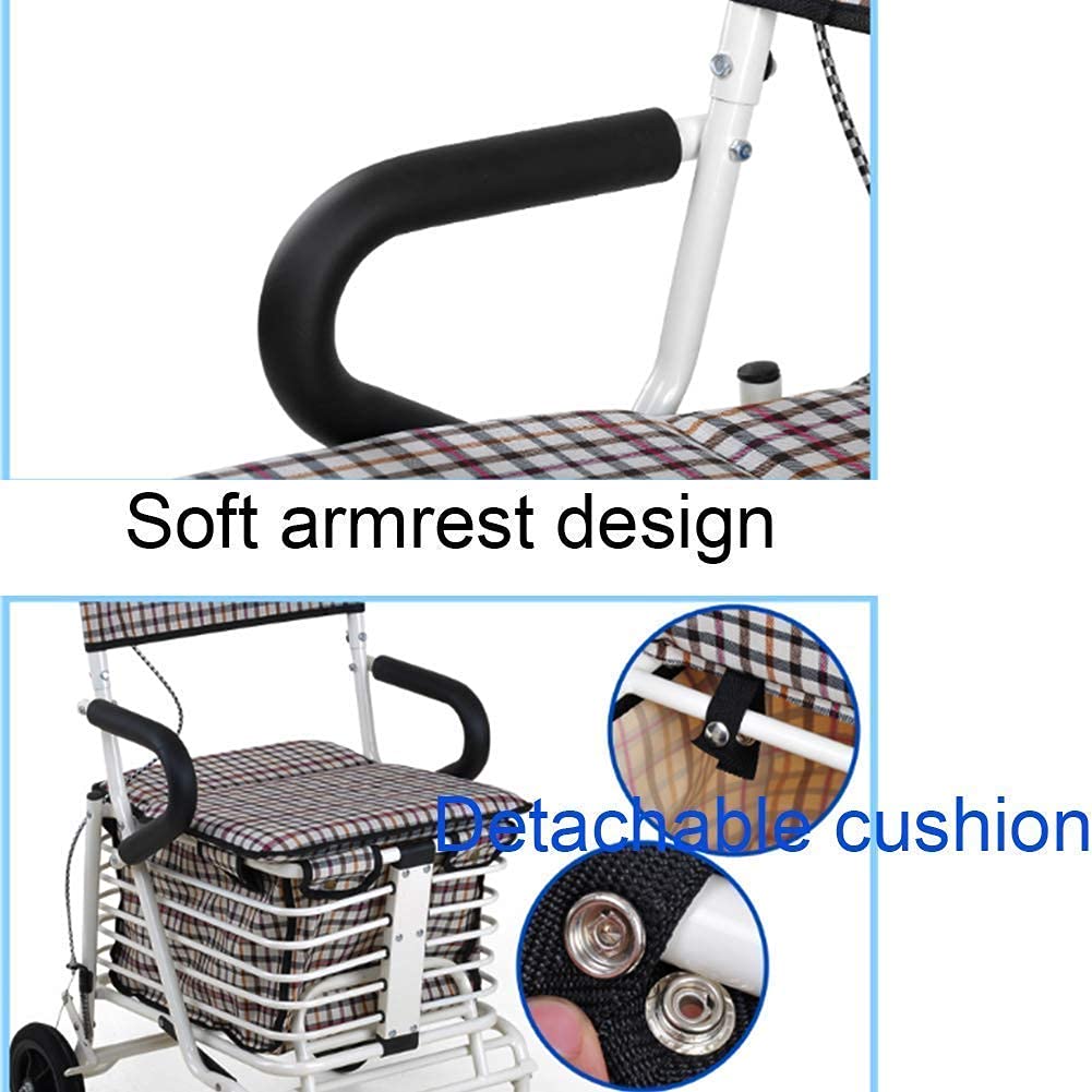 Folding Four Wheel Rollator Walker with Padded Seat Lockable Brakes I231833