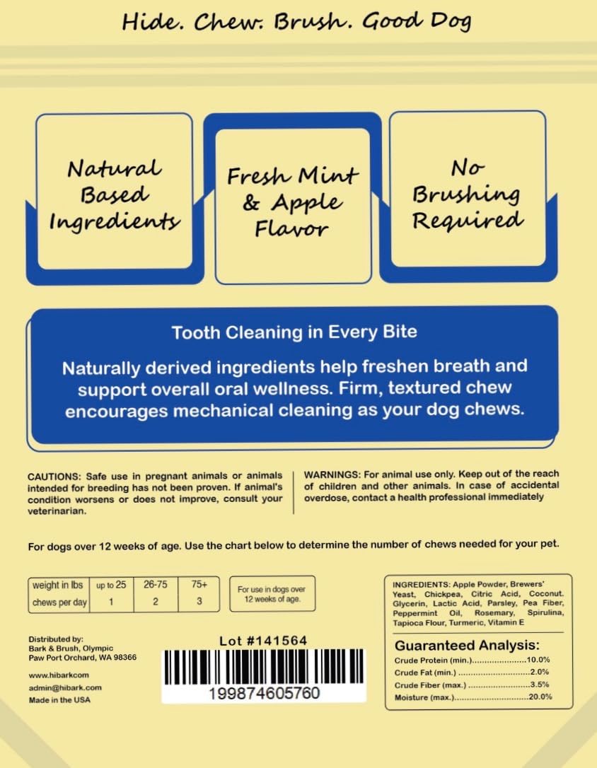 Natural Dental Chews for Dogs, Mint & Apple Flavor, 8 Count M193569
