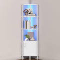 White 5-Tier Corner Cabinet with Doors D8989