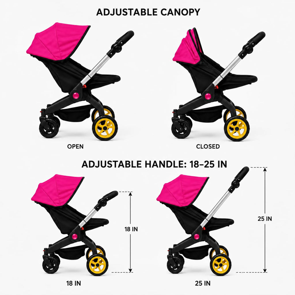 Pink Convertible 2 in 1 Doll Stroller and Car Seat D168420