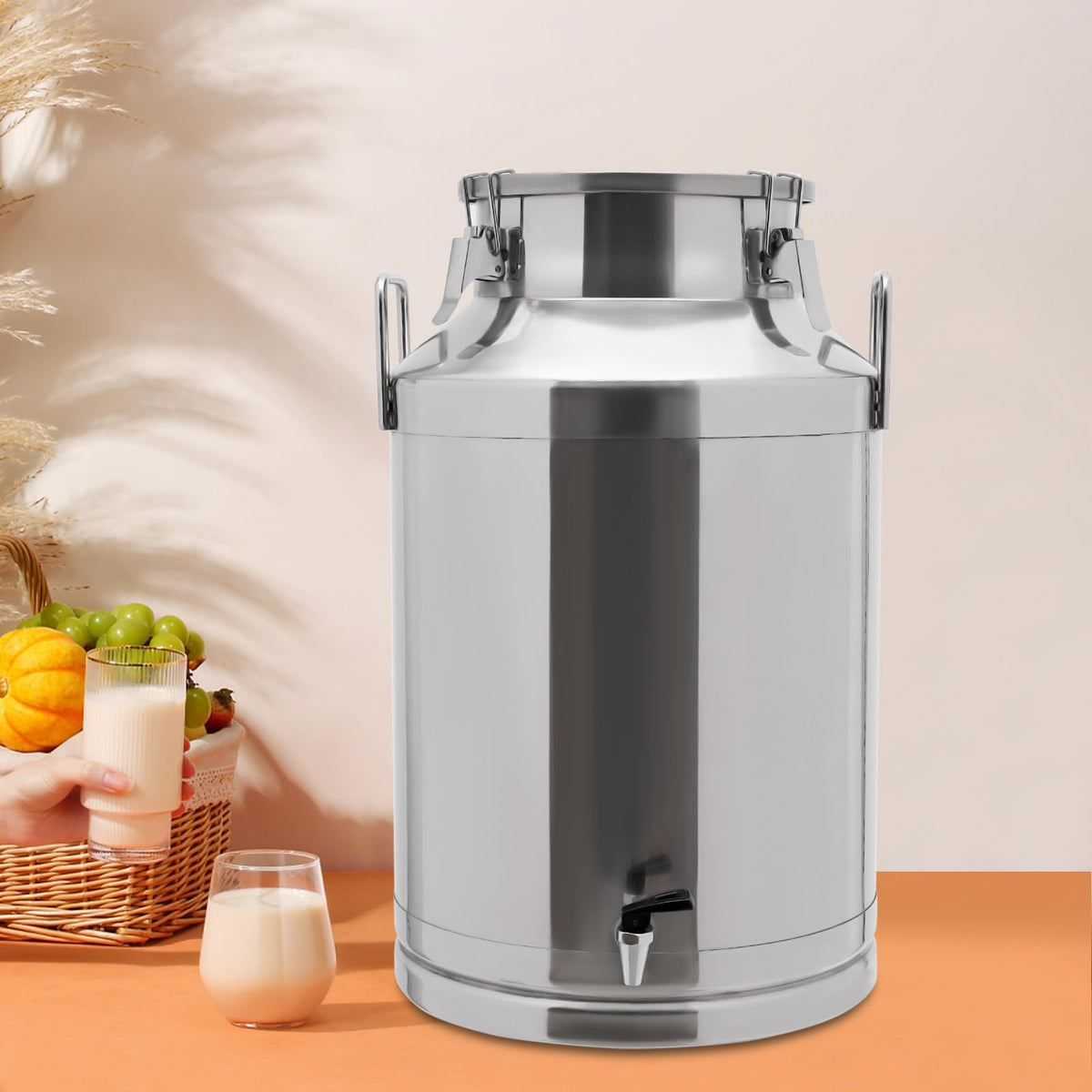 60L Stainless Steel Milk Can with Faucet and Sealed Lid H75425