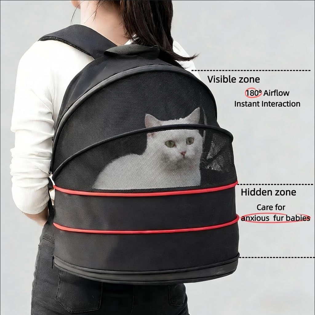 Expandable Dog Backpack Carrier with Breathable Front Opening-Black I214550