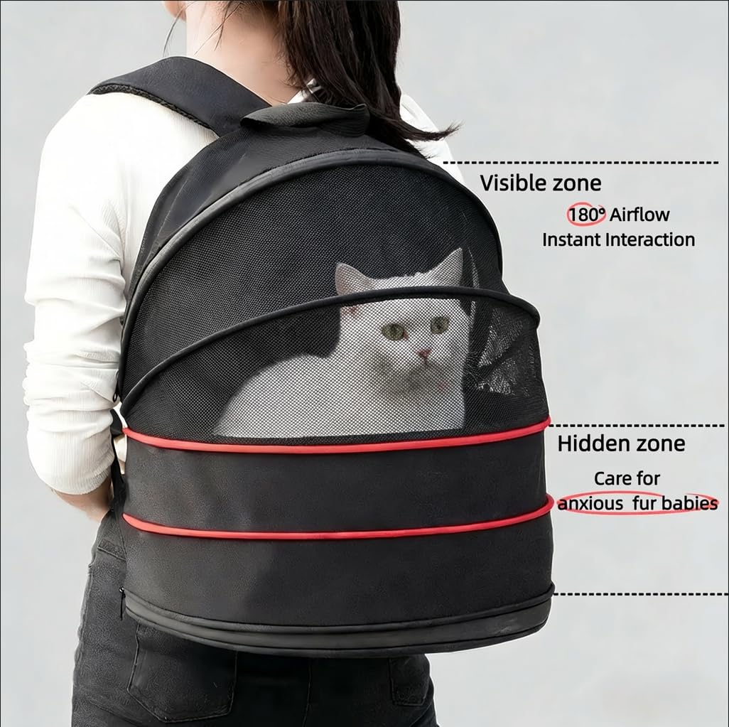 Expandable Dog Backpack Carrier with Breathable Front Opening-Black I214550
