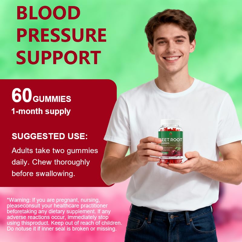 Beet Root Gummies 60 Chews Vegan Non-GMO Gluten Free Supplement N6301