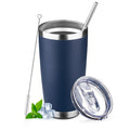 20oz Navy Blue Stainless Steel Insulated Tumbler with Lid and Straw U461