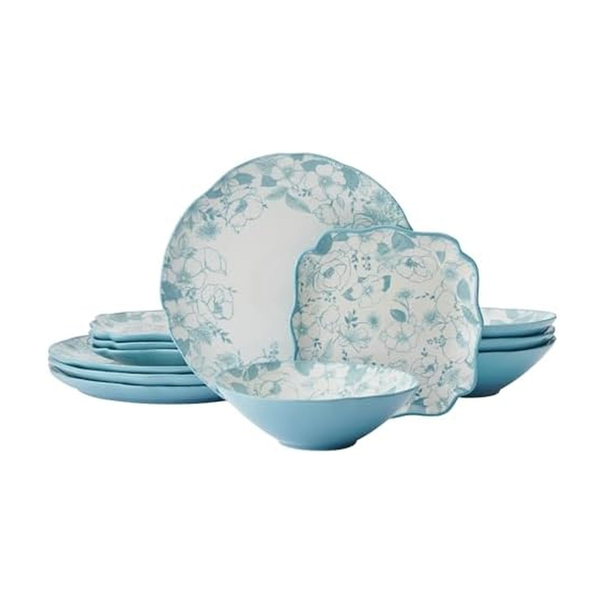 12 Piece Blue Floral Dinnerware Set Y8775