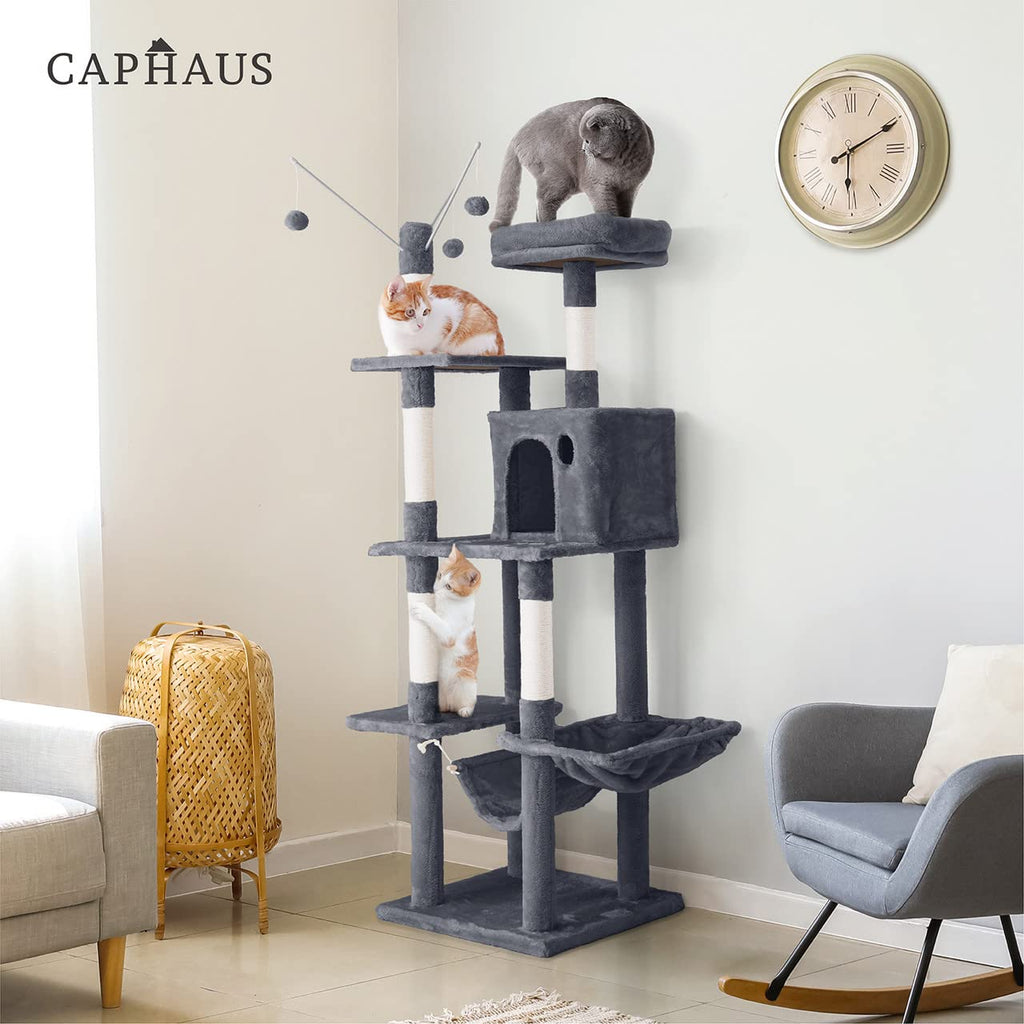 70-Inch Multi-Level Cat Tree with Hammock and Cat Cave I242889