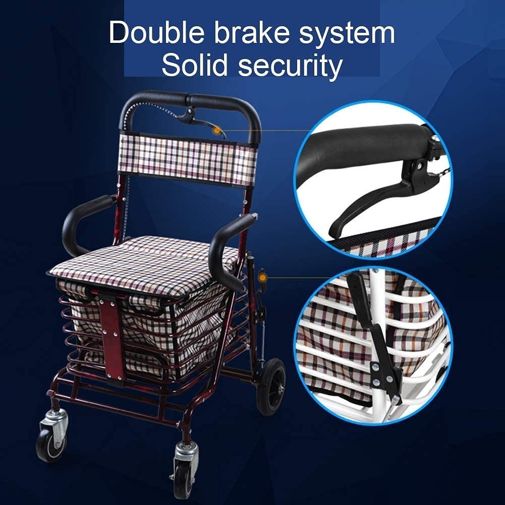 Folding Four Wheel Rollator Walker with Padded Seat Lockable Brakes I231833