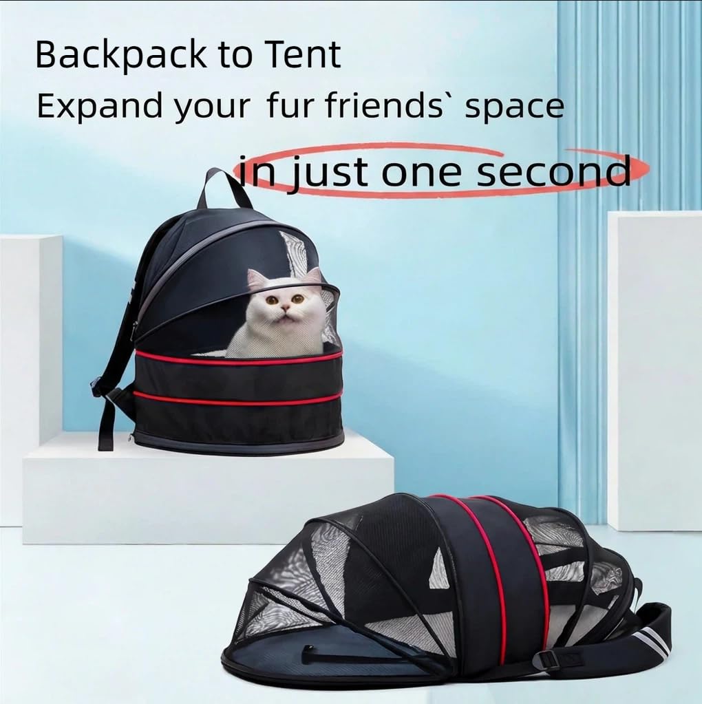 Expandable Dog Backpack Carrier with Breathable Front Opening-Black I214550