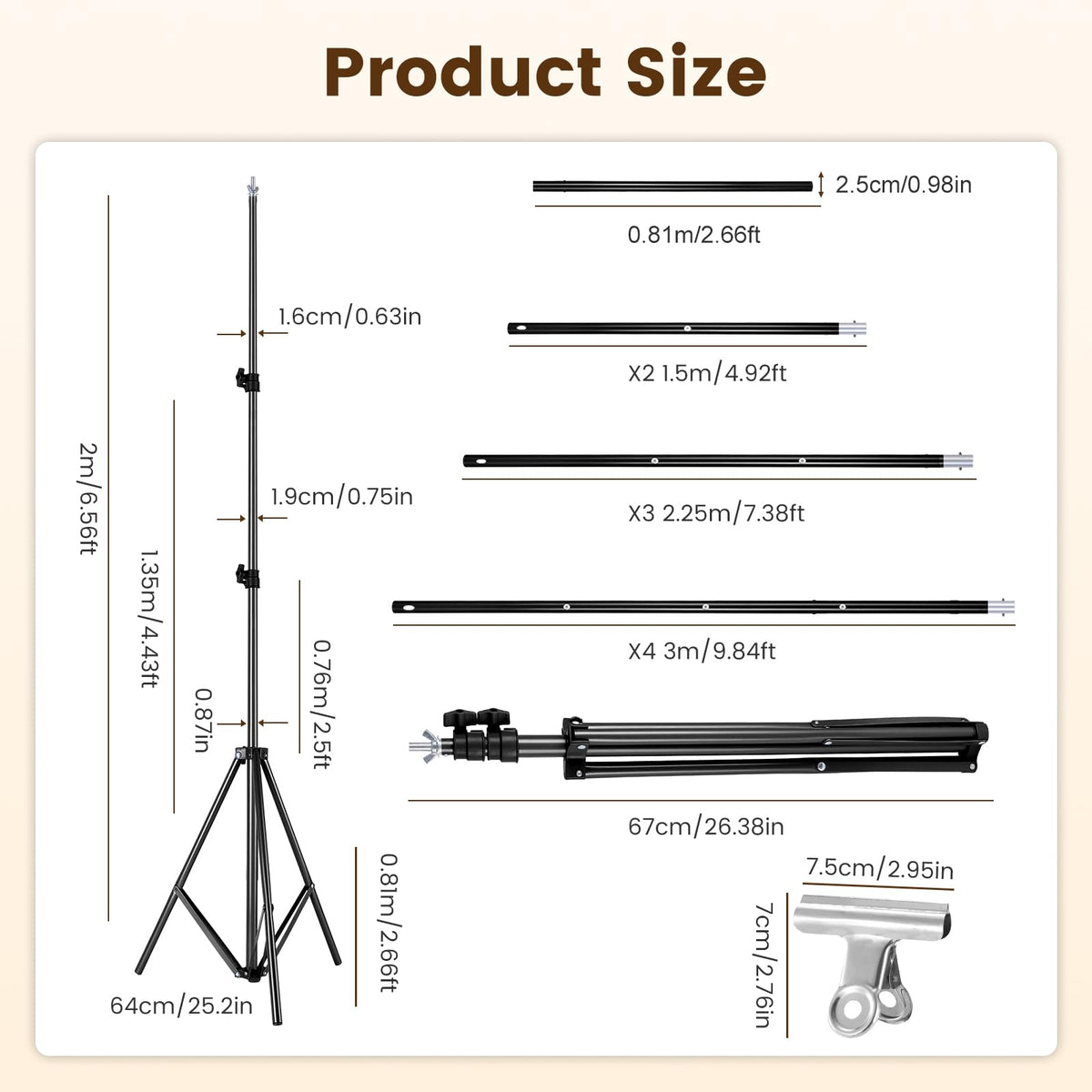 6.5 x 10ft Backdrop Support Stand Kit X329