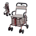 Folding Four Wheel Rollator Walker with Padded Seat Lockable Brakes I231833
