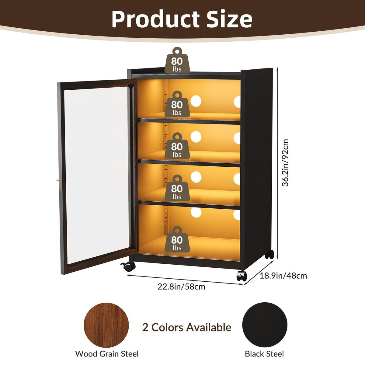 Black Media Cabinet with Glass Door Z56176