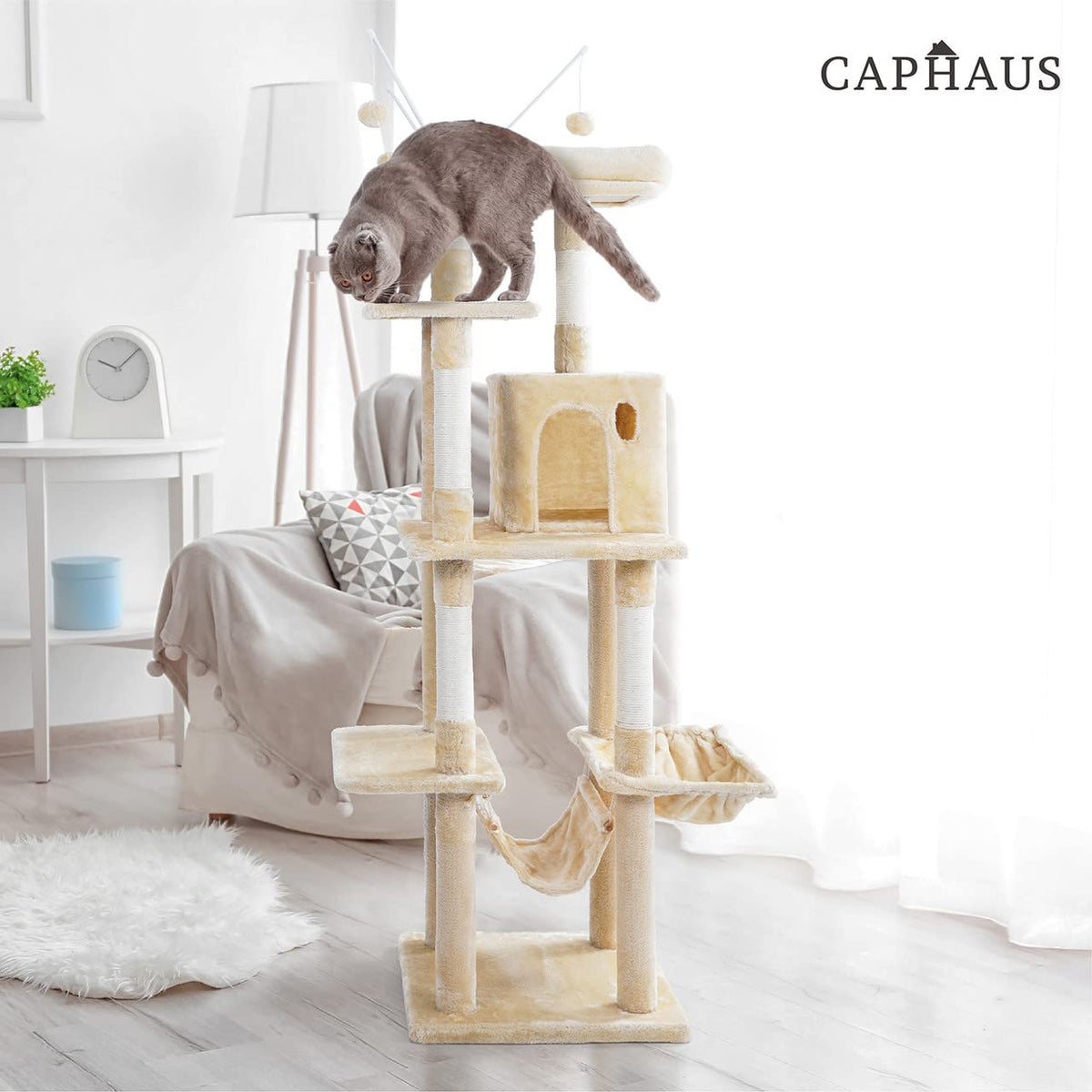 70-Inch Multi-Level Cat Tree with Hammock and Cat Cave I242889