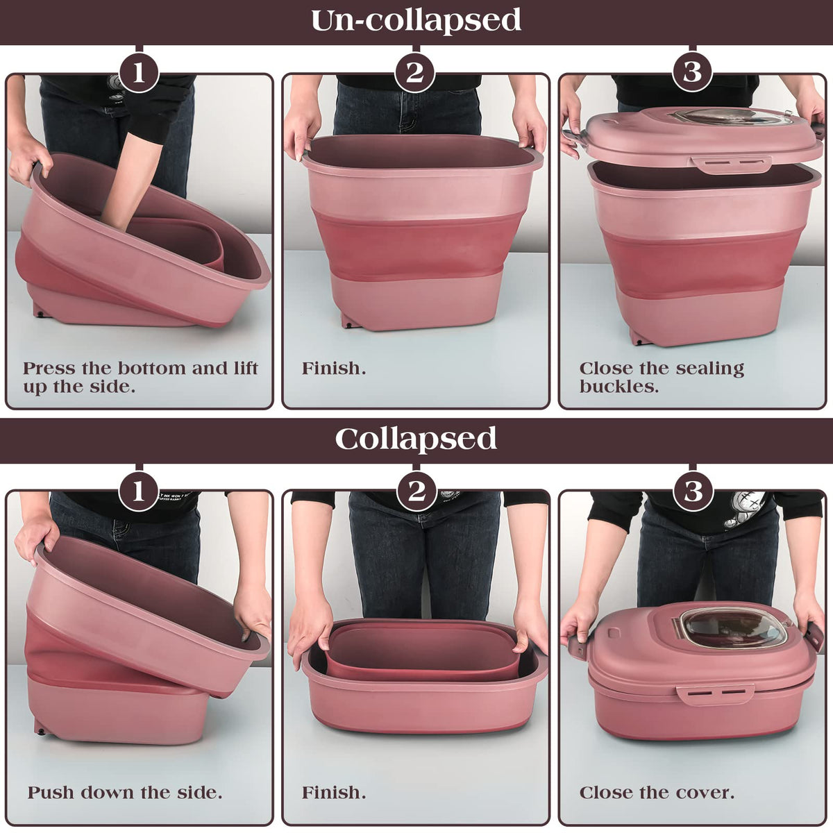 Airtight Collapsible Pet Food Storage Container with Scoop L128964