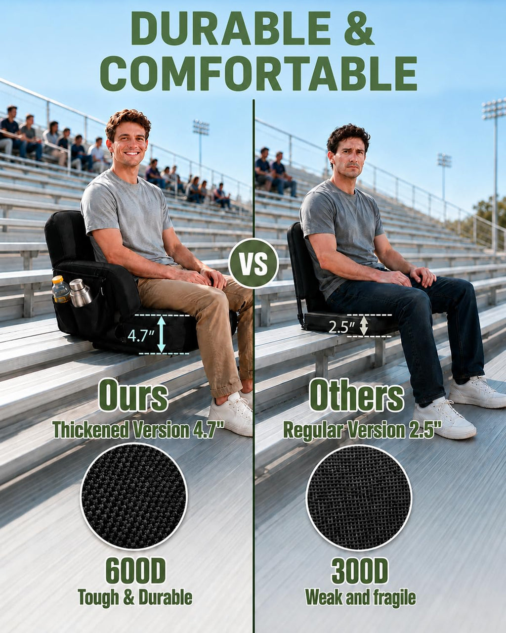 25" Wide Stadium Seats with Armrests & Back Support C994