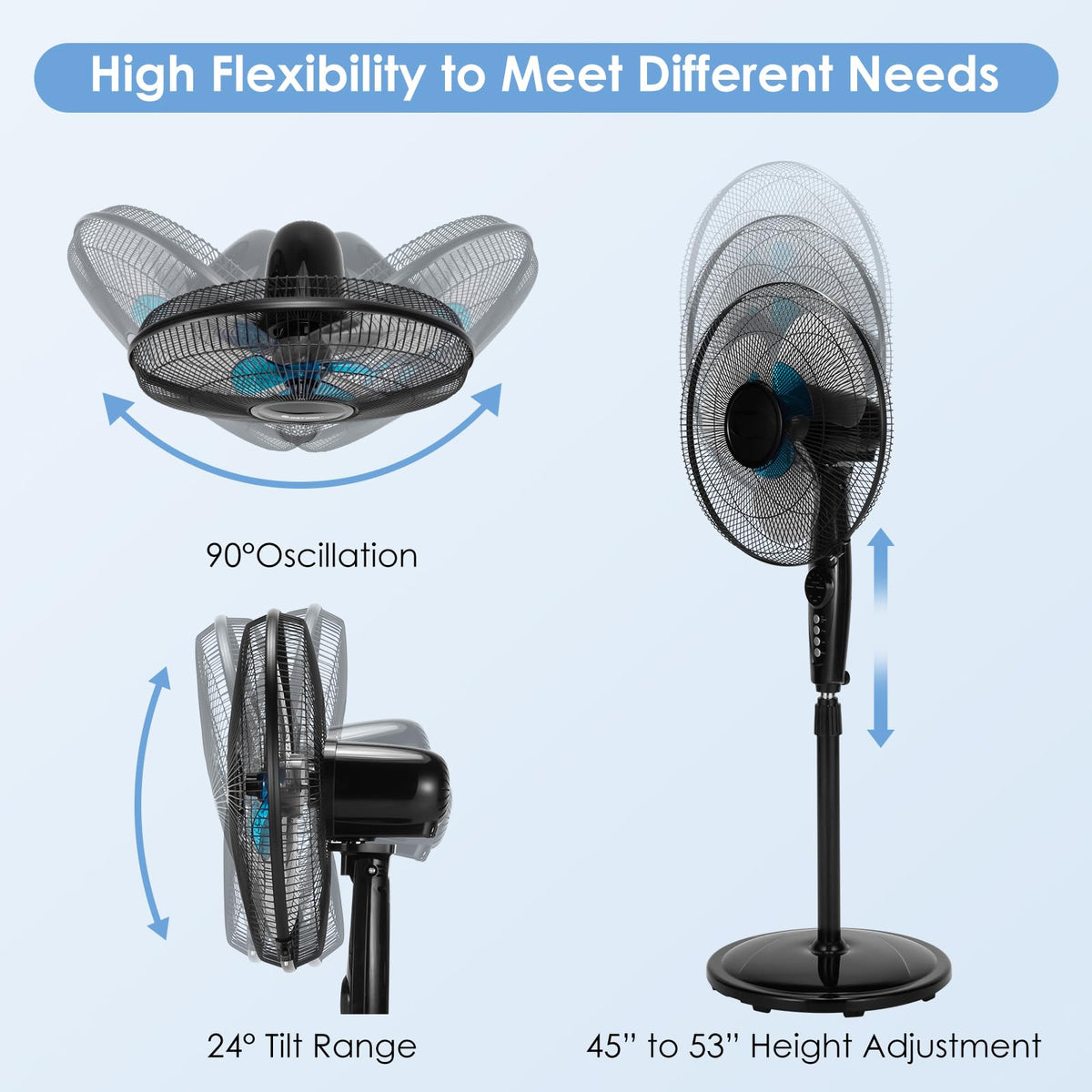 16” Pedestal Fan with 3-Speed Digital Control U90799