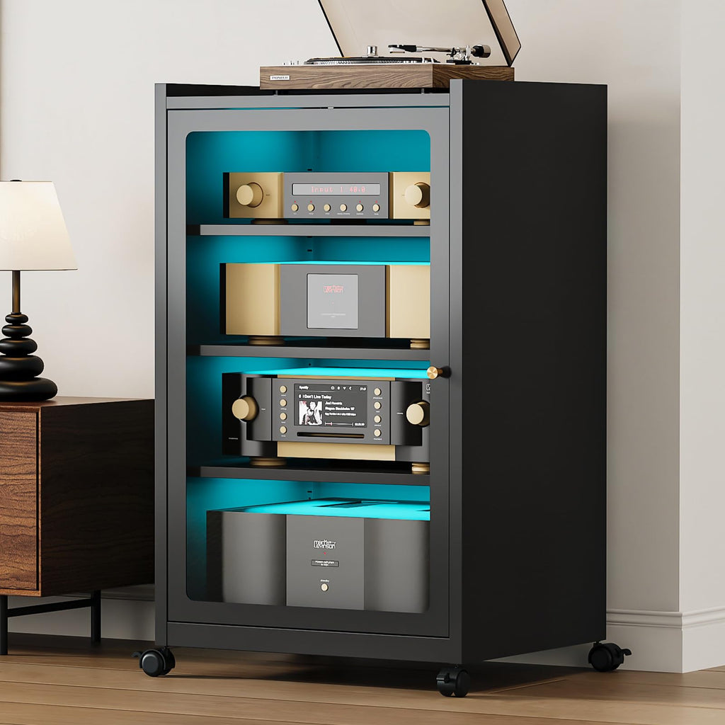 Black Media Cabinet with Glass Door Z56176